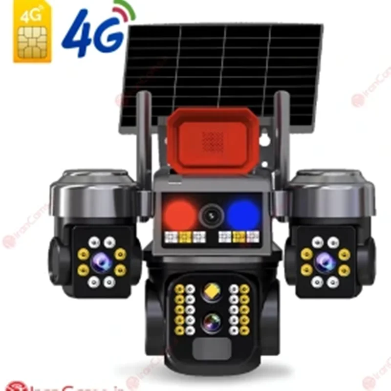 دوربین مداربسته پنل خورشیدی سیمکارتی V380 سه لنز ۱۲ مگاپیکسل