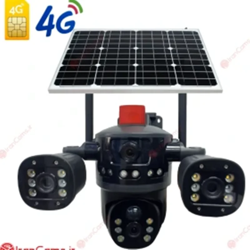 دوربین چرخشی بی سیم خورشیدی V380 مدل T36 دو لنز سه تصویر ۱۲ مگاپیکسل